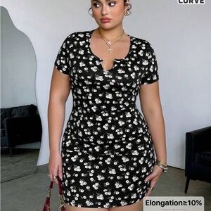 SHEIN Black and White Floral Mini Dress